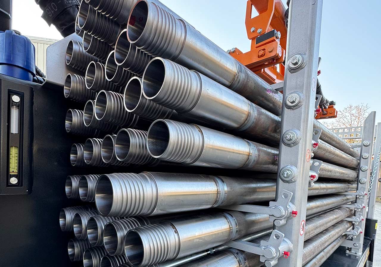 Stack of precision-engineered Matrix Geo Max drill rods